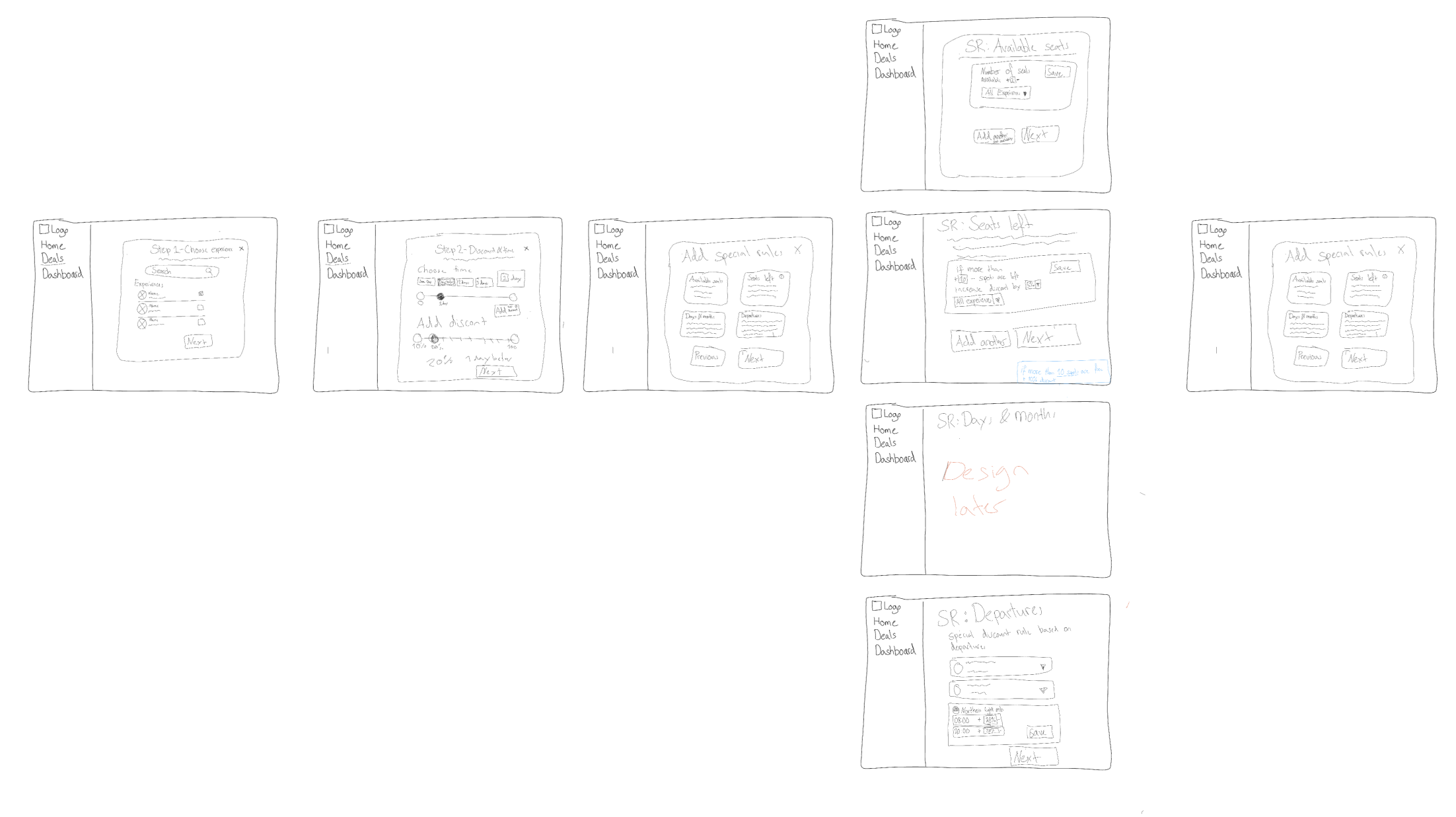 Lo-fi wireframes